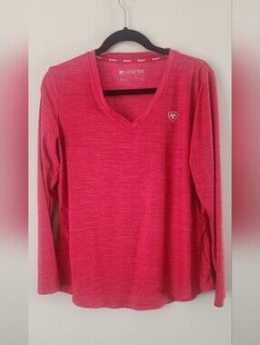 Ariat Tek Women's Long-Sleeve V-Neck Top - Red Heather - Large